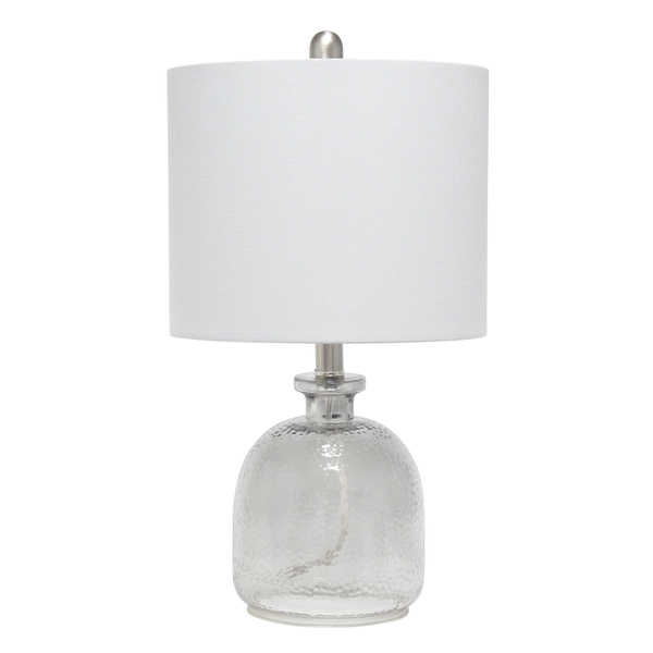 Lalia Home Smokey Gray Hammered Glass Jar Table Lamp with Gray Linen Shade LHT-5013-GY